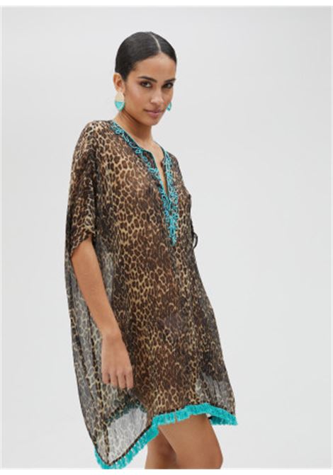 Vestito corto stampa animalier LOLA CASADEMUNT | LS2516051ANIMALIER TURCHESE